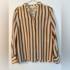 Sezane striped top, size 36, orange and cream